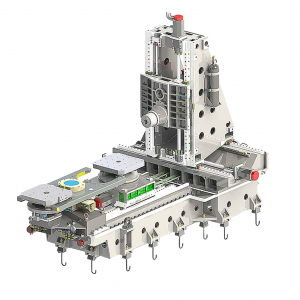 Horizontal machining center upright T-shape structure